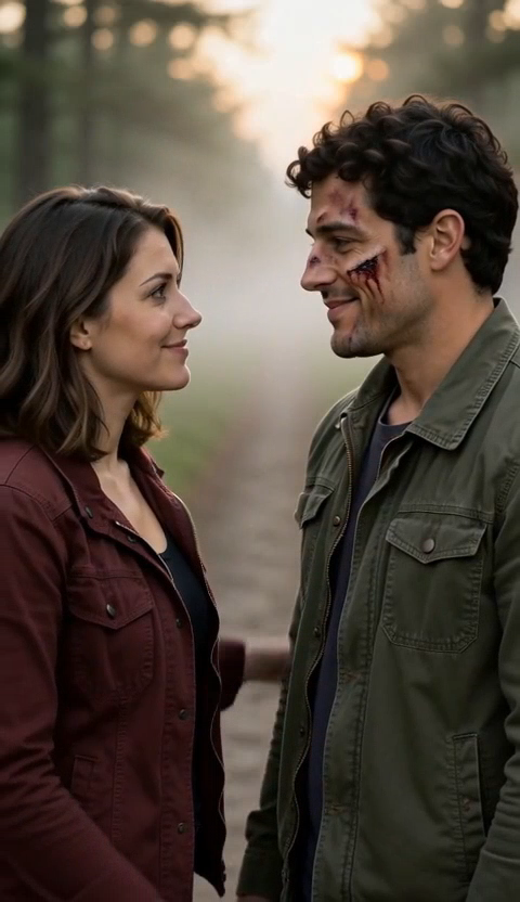 Frame at 1.0 seconds: the woman and man stand apart, face each other and remain recognizable