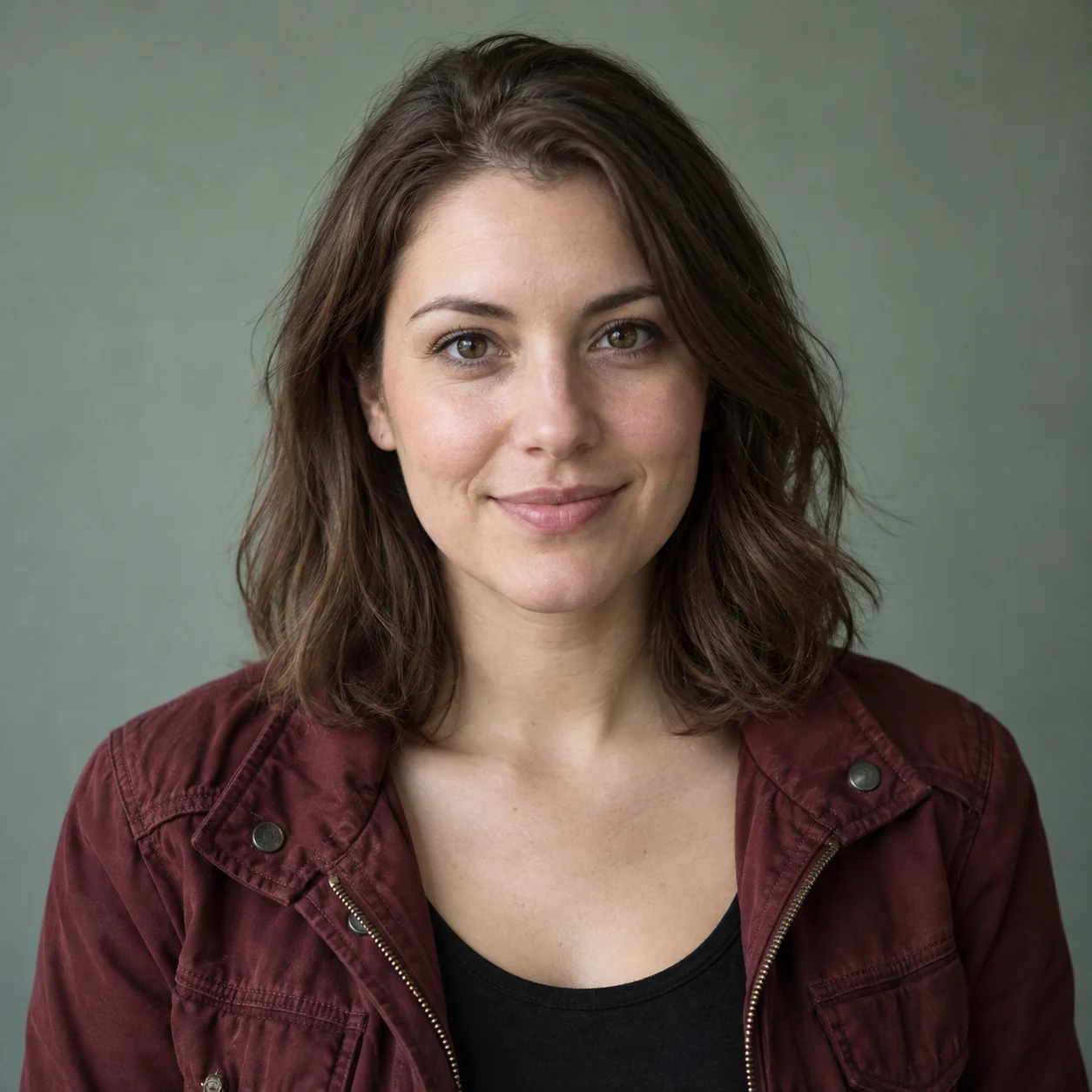 Image 1 reference: fictional female survivor in a burgundy jacket